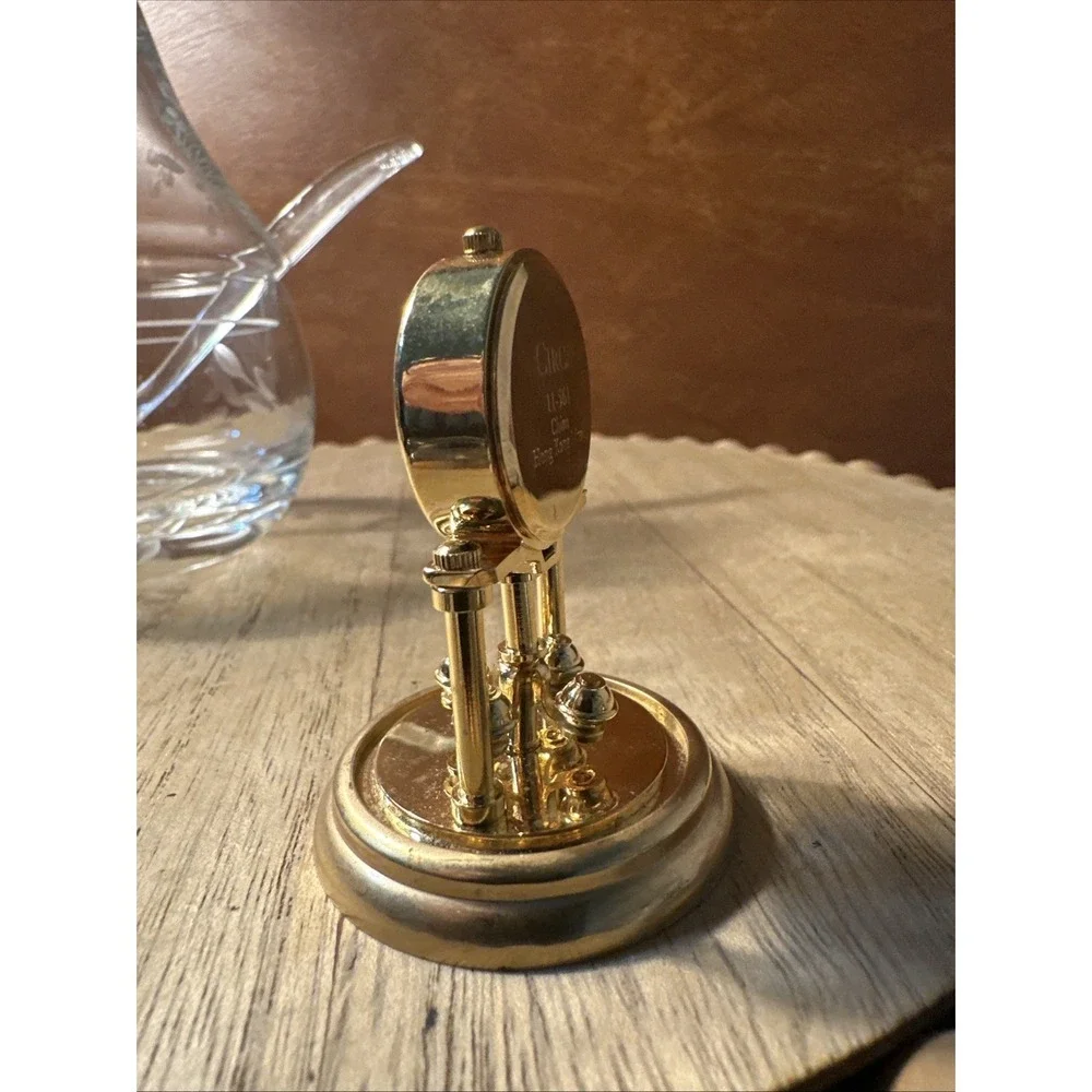Vintage Miniature CIRCA Brass Quartz Japan Mvmt Table Clock - Model 11-561